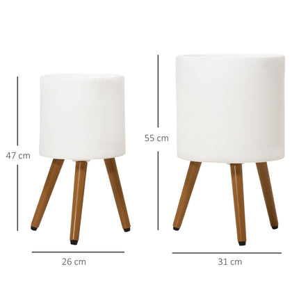 MGO white plant pots Set of 2, with drainage and removable feet