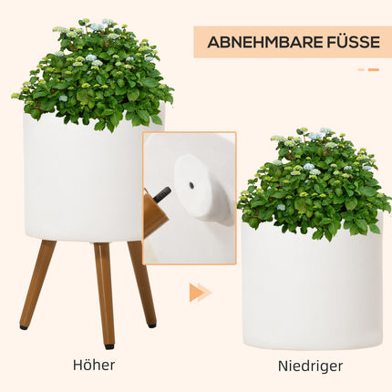 MGO white plant pots Set of 2, with drainage and removable feet