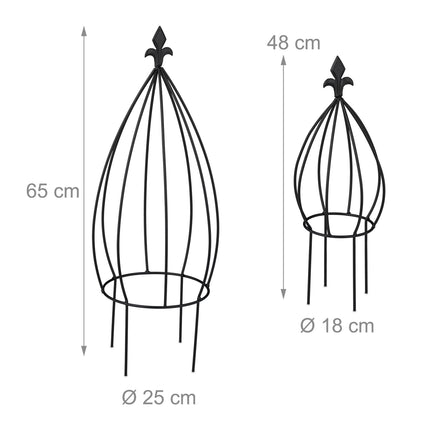 Set de 2 suporturi pentru plante - Suport metalic pentru cățărat, formă de bulb