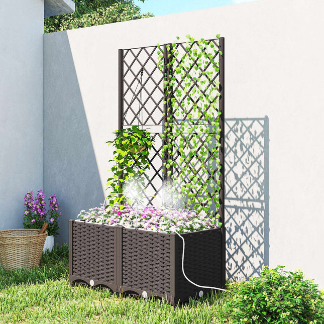 Set jardinieră cu spalier, temporizator, drenaj, 80x40x136 cm