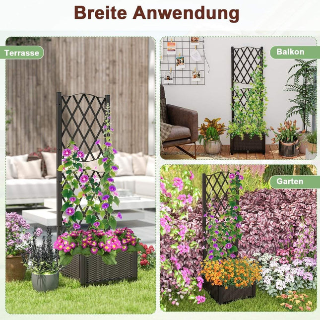 Cutie de jardiniera cu spalier, cu udare automata, 40x40x122 cm, maro