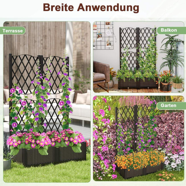 Jardinieră cu spalier, cu auto-udare, 80x40x122 cm, maro