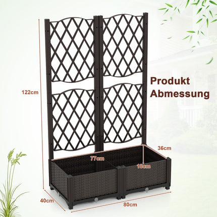Jardinieră cu spalier, cu auto-udare, 80x40x122 cm, maro