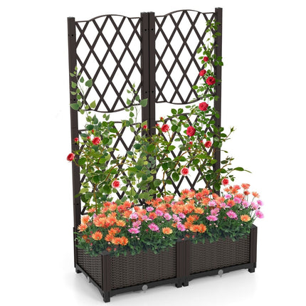 Jardinieră cu spalier, cu auto-udare, 80x40x122 cm, maro