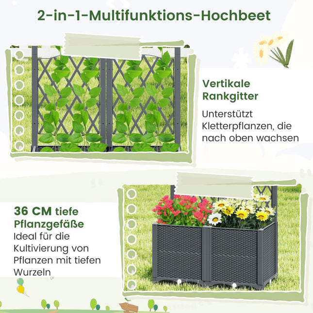 Jardinieră cu spalier, cu auto-udare, 80x40x140 cm, gri