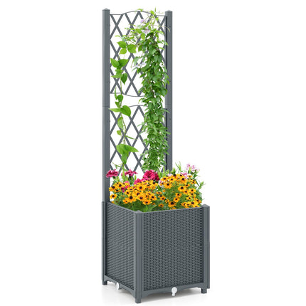 Jardinieră cu spalier pentru plante cățărătoare, 40x40x140 cm, gri