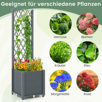 Jardinieră cu spalier pentru plante cățărătoare, 40x40x140 cm, gri
