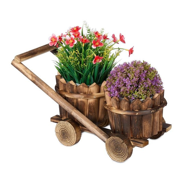 Carucior de jardiniera cu 2 ghivece din lemn