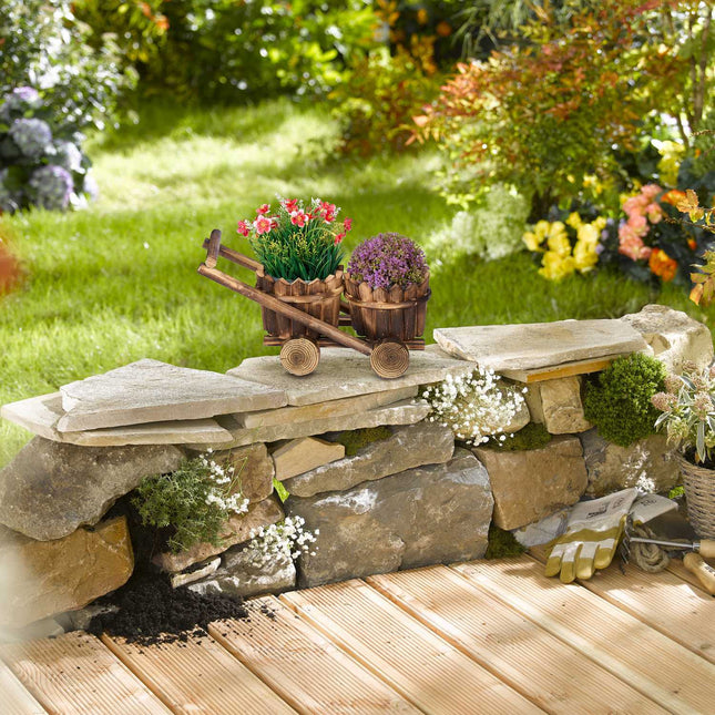 Carucior de jardiniera cu 2 ghivece din lemn