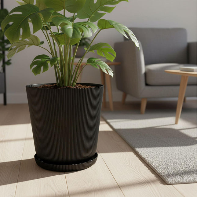 Ghivece cu farfurioare, set de 2, interior/exterior