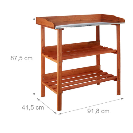 Planter table with metal plate