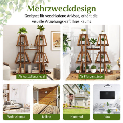 Raft pentru plante scari din lemn pentru plante raft trapez pentru flori banc pentru flori suport plante 113 x 27 x 114 cm maro