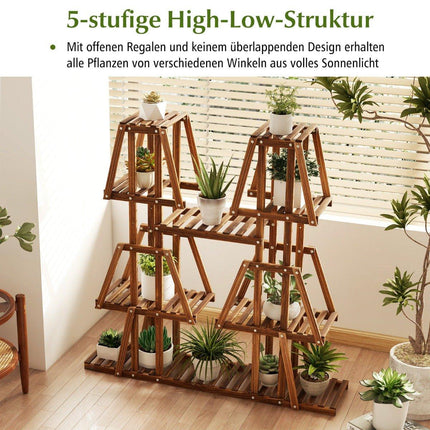 Raft pentru plante scari din lemn pentru plante raft trapez pentru flori banc pentru flori suport plante 113 x 27 x 114 cm maro