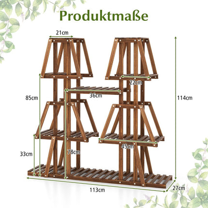 Raft pentru plante scari din lemn pentru plante raft trapez pentru flori banc pentru flori suport plante 113 x 27 x 114 cm maro