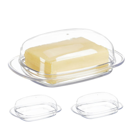 Set de 3 vase de unt din plastic cu capace