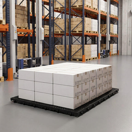 Plastic Pallets, 6-Pack HDPE Grid, 600x300x30 mm, Black