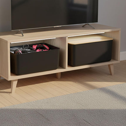 Set cutii de depozitare din plastic cu capac din bambus, stivuibile