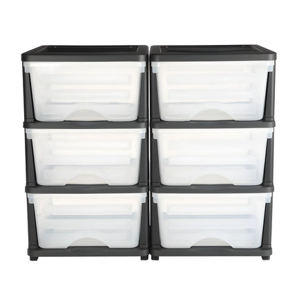 Plastic Storage Drawer Organizer, 2-Pack, 6 Drawers