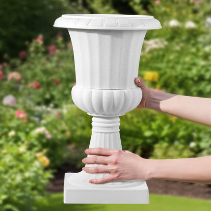 Plastic Urn Planters, 25 x 42 cm, 2-Pack, White