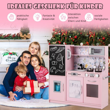 Set de bucătărie de joacă pentru copii mici cu tablă, roz