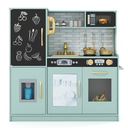 Set de bucătărie de jucărie cu tablă, chiuvetă și cuptor – Verde