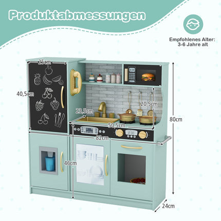 Set de bucătărie de jucărie cu tablă, chiuvetă și cuptor – Verde