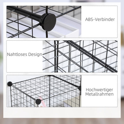 Raft cu priză, sistem de rafturi cu 6 compartimente, raft cub DIY din plasă de sârmă, poliță treptă pentru living, dormitor, negru, 109 x 37 x 109 cm Aosom
