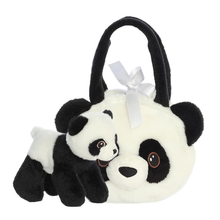 Jucărie de pluș Panda în geantă, 20 cm, moale și drăgălaș