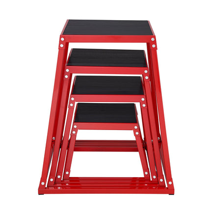 Plyometric Jump Box Set, 12-30 Inch, Anti-Slip, Red