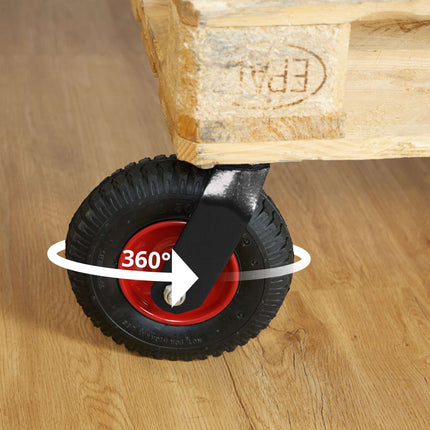 Pneumatic Swivel Castor 2.50-4 with Mounting Plate, 120 kg Load, 360° Swivel