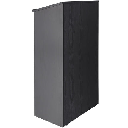 Podium Stand, 47-Inch Rolling Lectern With Shelves, Black