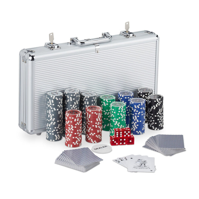 Set de poker cu 300 de jetoane și cărți cu miez metalic