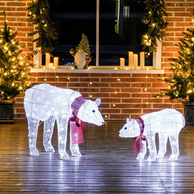 Decorațiune de Crăciun cu urs polar, 140 LED-uri, rezistentă la apă, temporizator