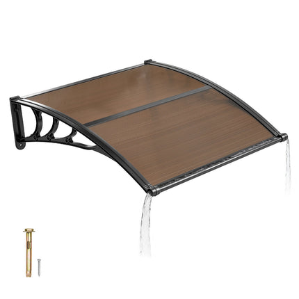 Polycarbonate Door Awning 38 x 40 in, Brown, Drainage