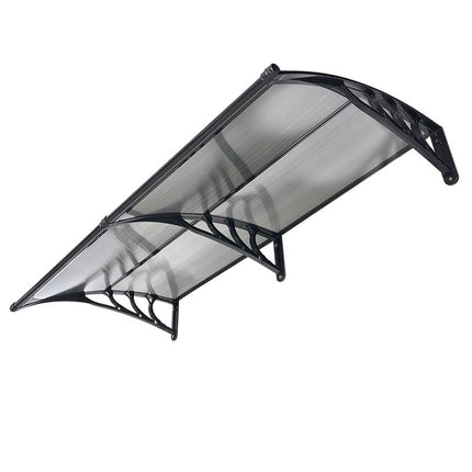Polycarbonate Door Awning 38 x 78 in, Smoke Gray, Drainage