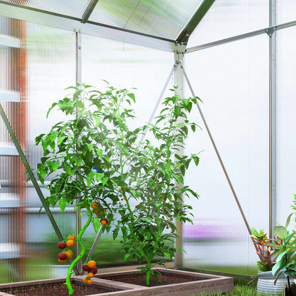 Polycarbonate Greenhouse 2.5 m² with Base and Sliding Door, 192.5x131x200 cm