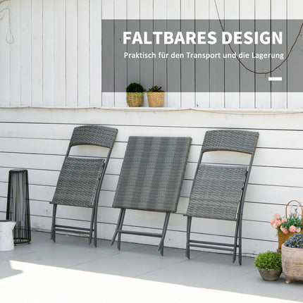 Rattan Bistro Set for 2 - Gray Poly Rattan Outdoor Furniture