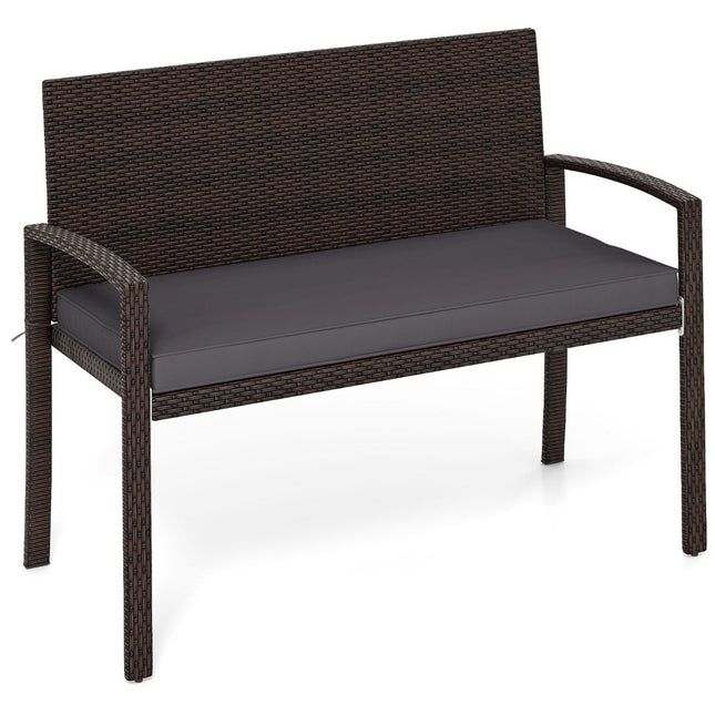 Bancă de exterior din Polyrattan cu pernă, rezistentă la intemperii, capacitate 360 kg