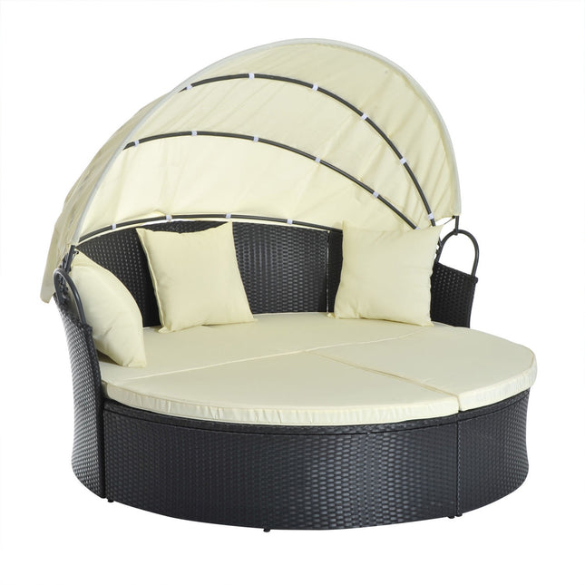 Outdoor Polyrattan Sun Island - folding canopy, cream 171x180x155cm