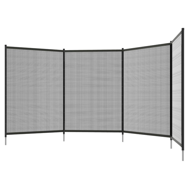 Gard Iaz, Gard De Gradina 365 X 126 Cm, Set De 4 Gard Decorativ De Piscina Cu Gard De Picior Pentru Terasa, Balcon, Plasa, Negru