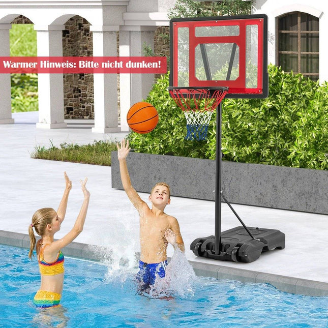 Coș de baschet pentru piscină Stand de baschet exterior 115-135 cm înălțime reglabil roșu