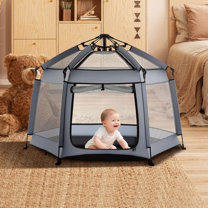 Pop-Up Baby Playpen With Canopy, UPF 50+, 59x59