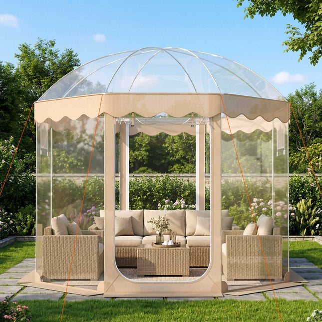 Cort pliabil cu bule, 3 x 3 metri, 8-10 persoane, PVC transparent