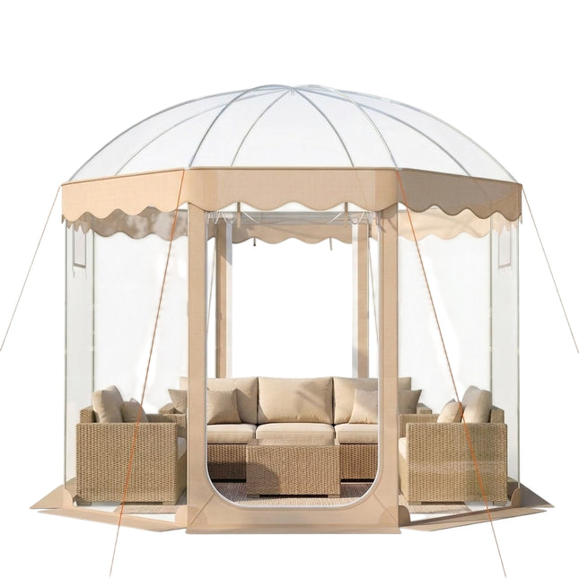 Cort pliabil cu bule, 3 x 3 metri, 8-10 persoane, PVC transparent