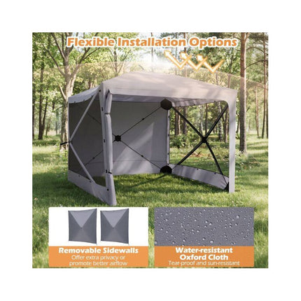 Pop-Up Folding Gazebo with 2 Removable Side Panels, 240 x 240 cm, Dark Grey