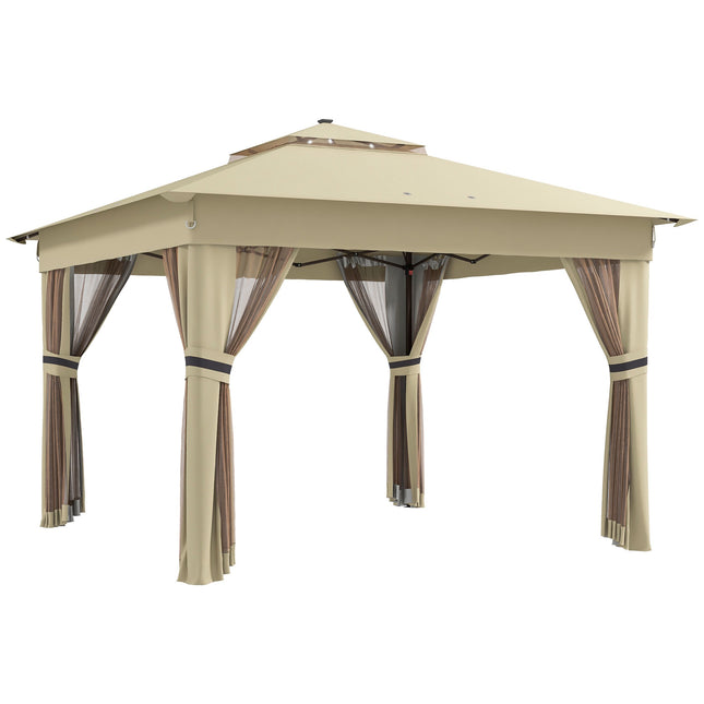 Pavilion pliabil 3,3x3,3m, rezistent la apă, LED, plasă de țânțari