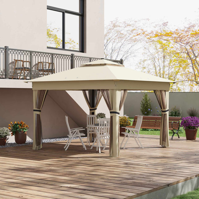 Pavilion pliabil 3,3x3,3m, rezistent la apă, LED, plasă de țânțari