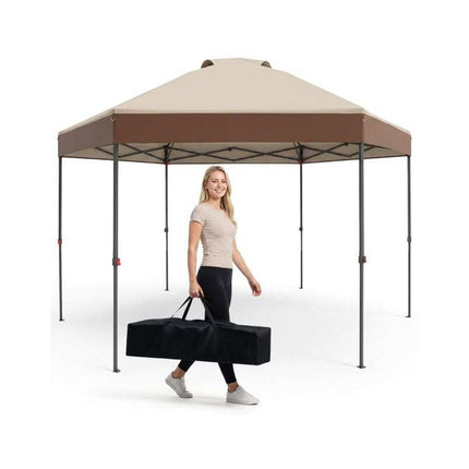 Pop-Up Gazebo 3.6 x 3.6 m with Adjustable Height, Metal Frame, Brown