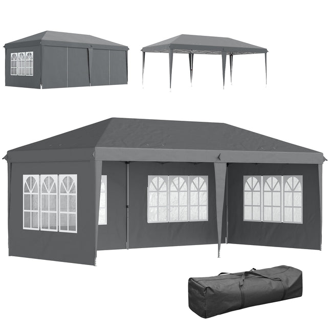 Pavilion pliabil 3x6m impermeabil cu 4 pereți laterali, gri