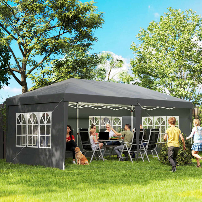 Pavilion pliabil 3x6m impermeabil cu 4 pereți laterali, gri